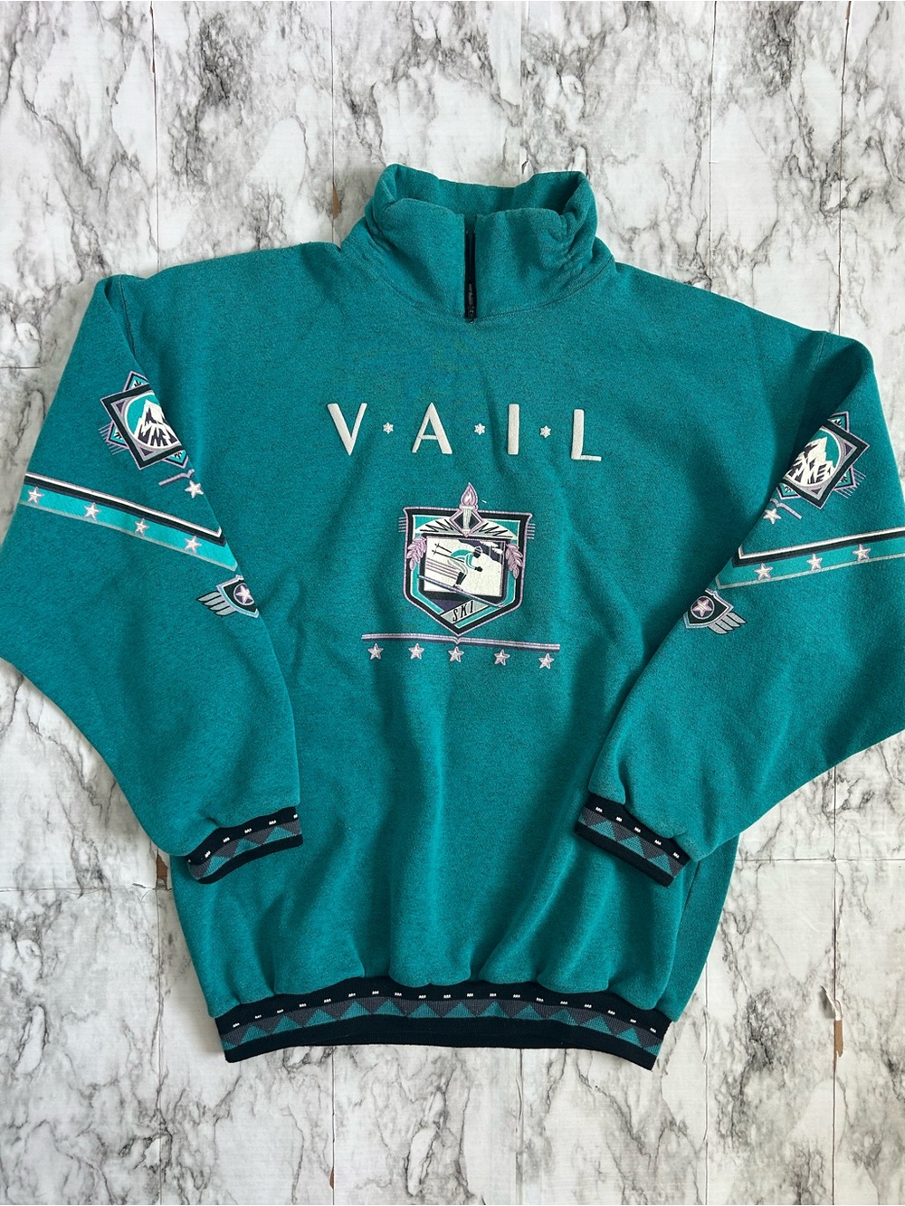 Vintage Arctic Adventure Vail Ski Sweatshirt with puff print graphic men’s Large